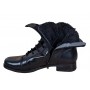 Ghete dama casual, din piele naturala, fermoar, imblanite, Negru ROV217N